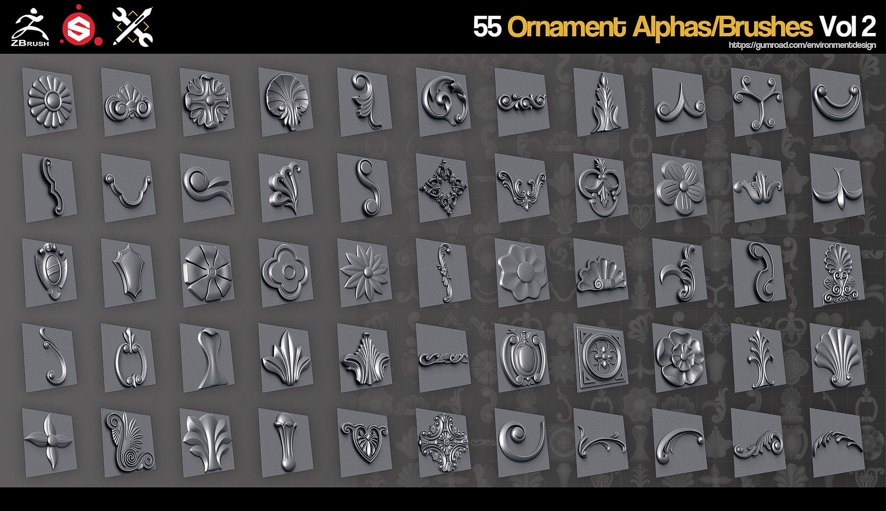 55 Ornament Alpha Stamps Vol.2