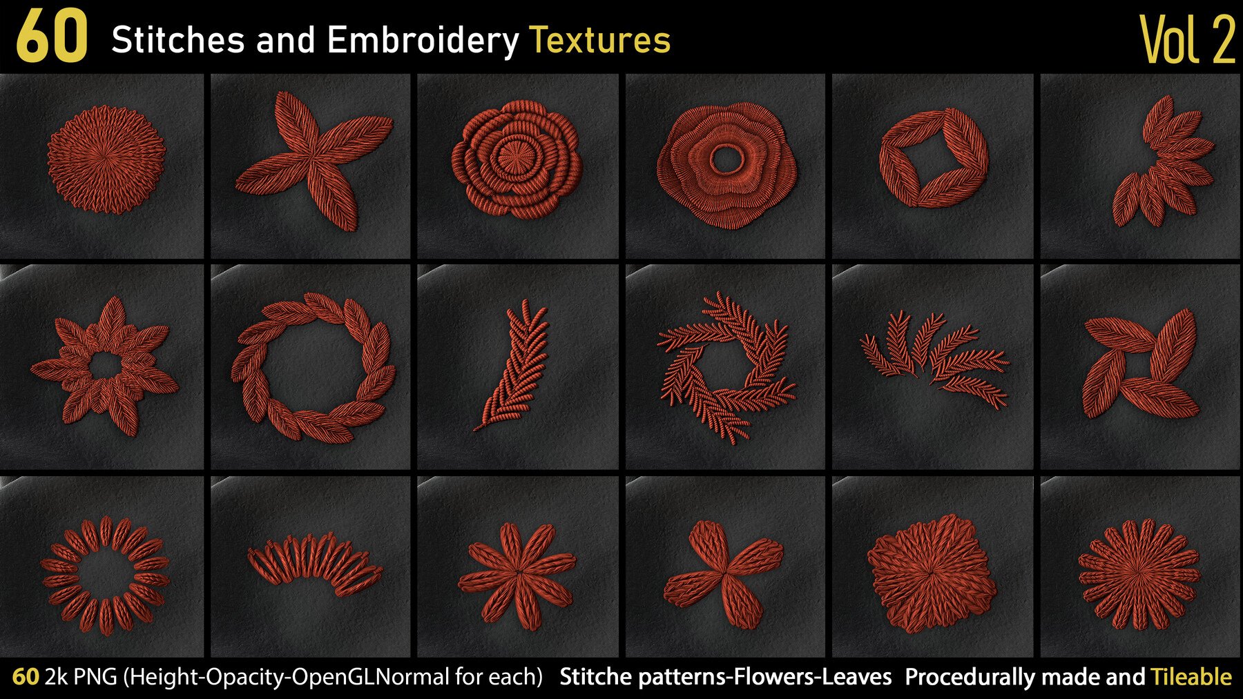 60 Stitches and Embroidery Textures Vol.2