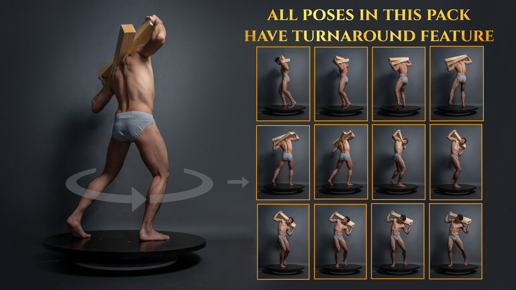 850+ Male Anatomy Standing Turnaround Poses
