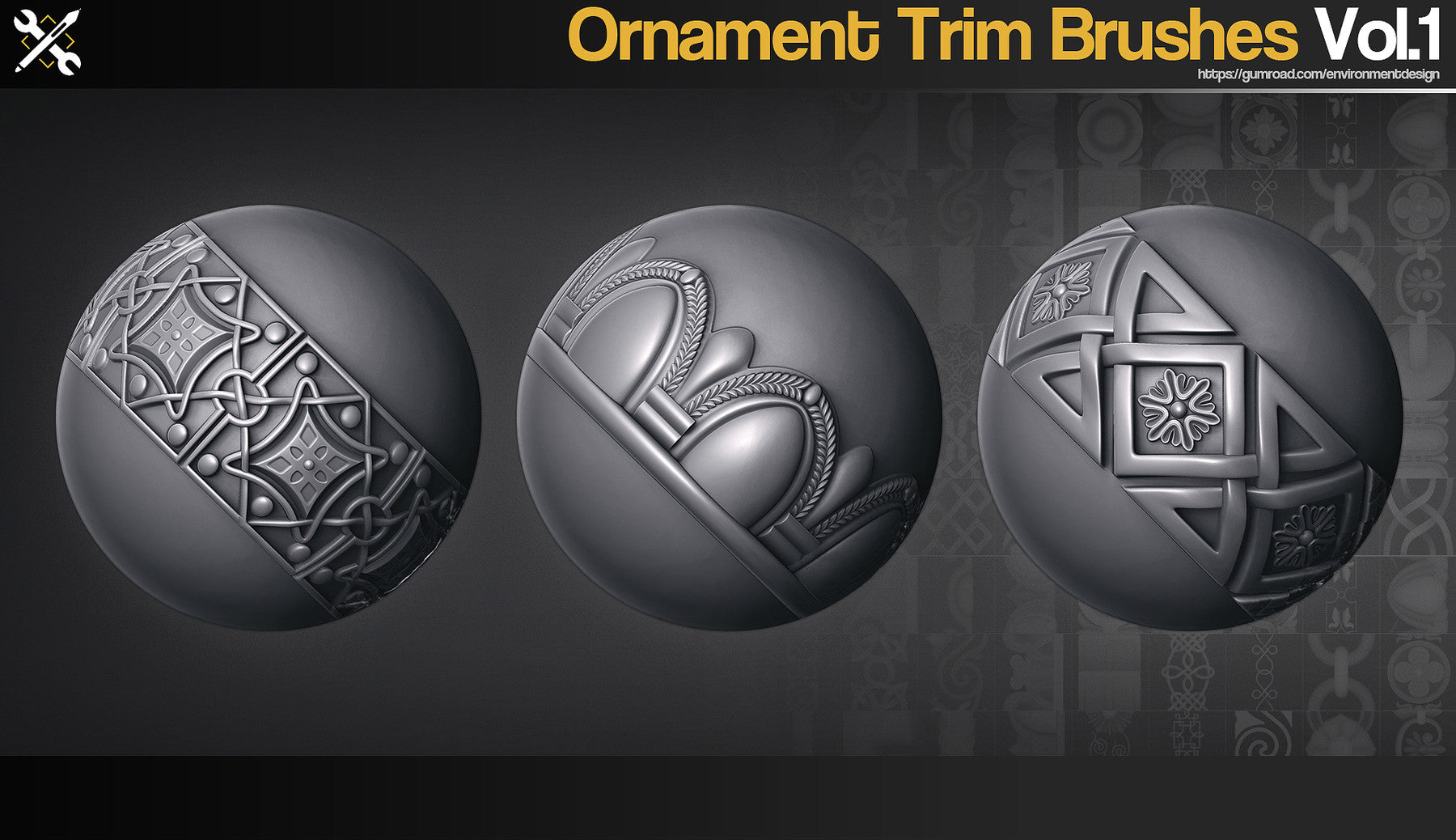 ZBrush - 60 Ornament Trim Brushes Vol.1