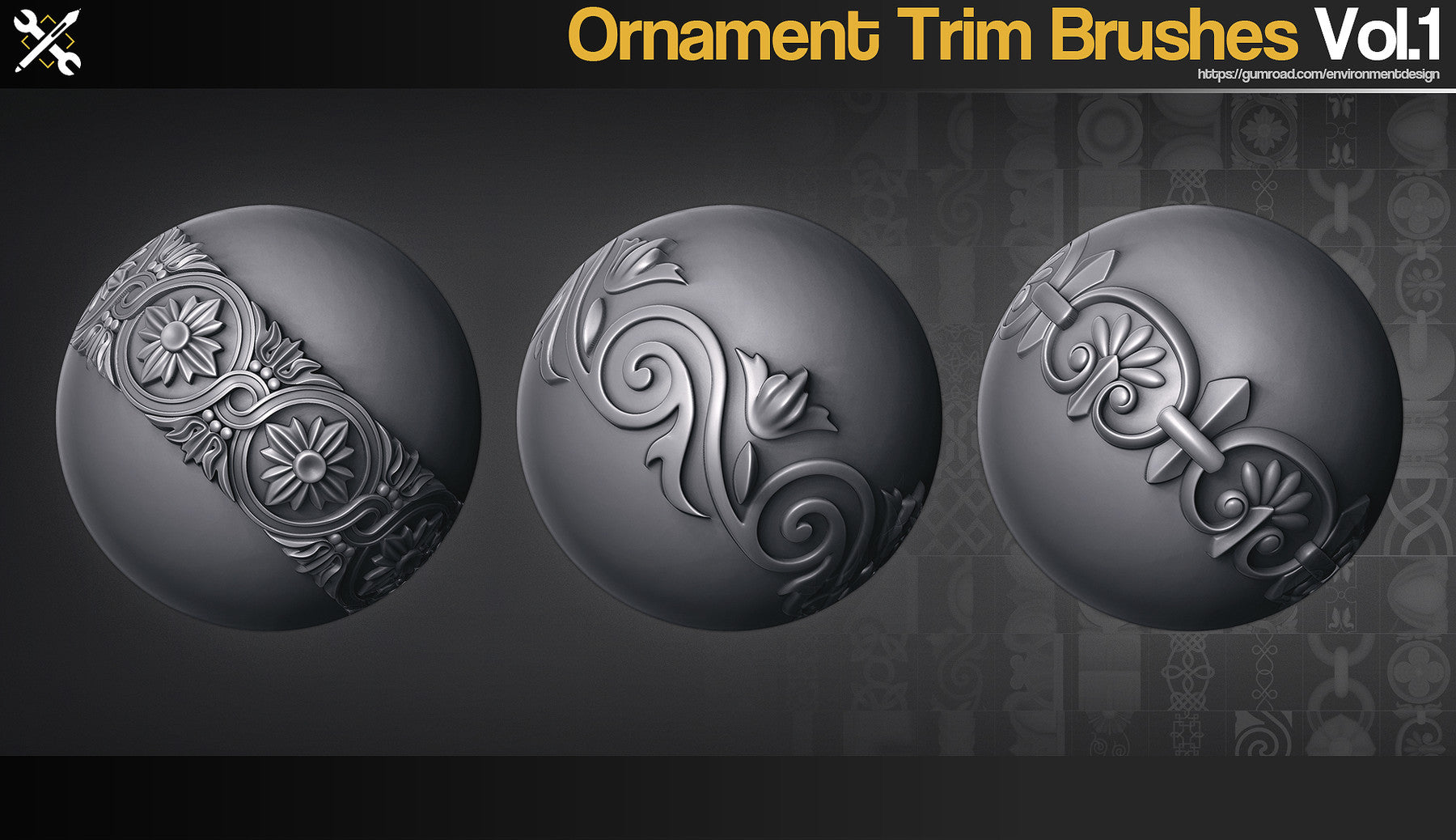 ZBrush - 60 Ornament Trim Brushes Vol.1