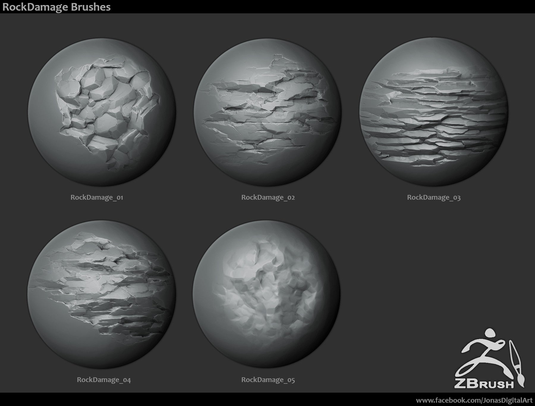 ZBrush/SP - 18 Rock Brushes + 3 Ztool rocks Vol.1