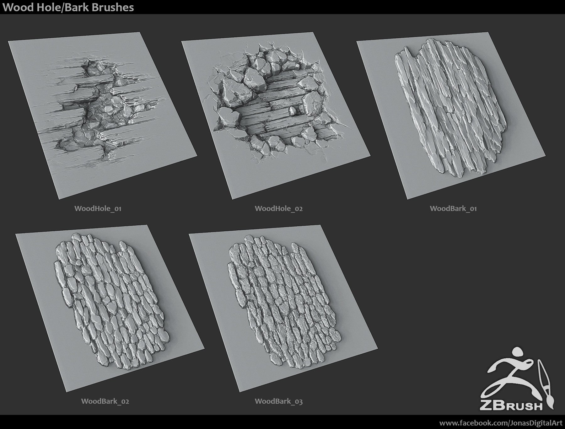 ZBrush/SP - 20 Wood Brushes/Alphas Vol.1