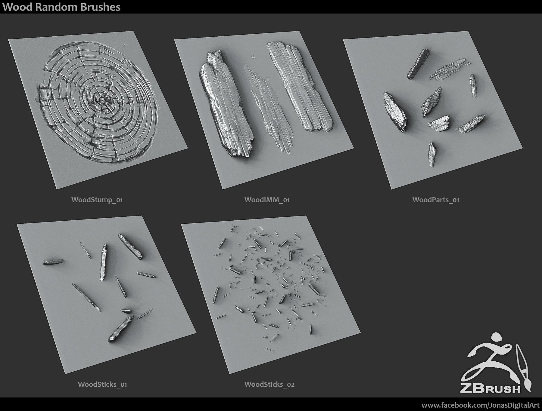 ZBrush/SP - 20 Wood Brushes/Alphas Vol.1