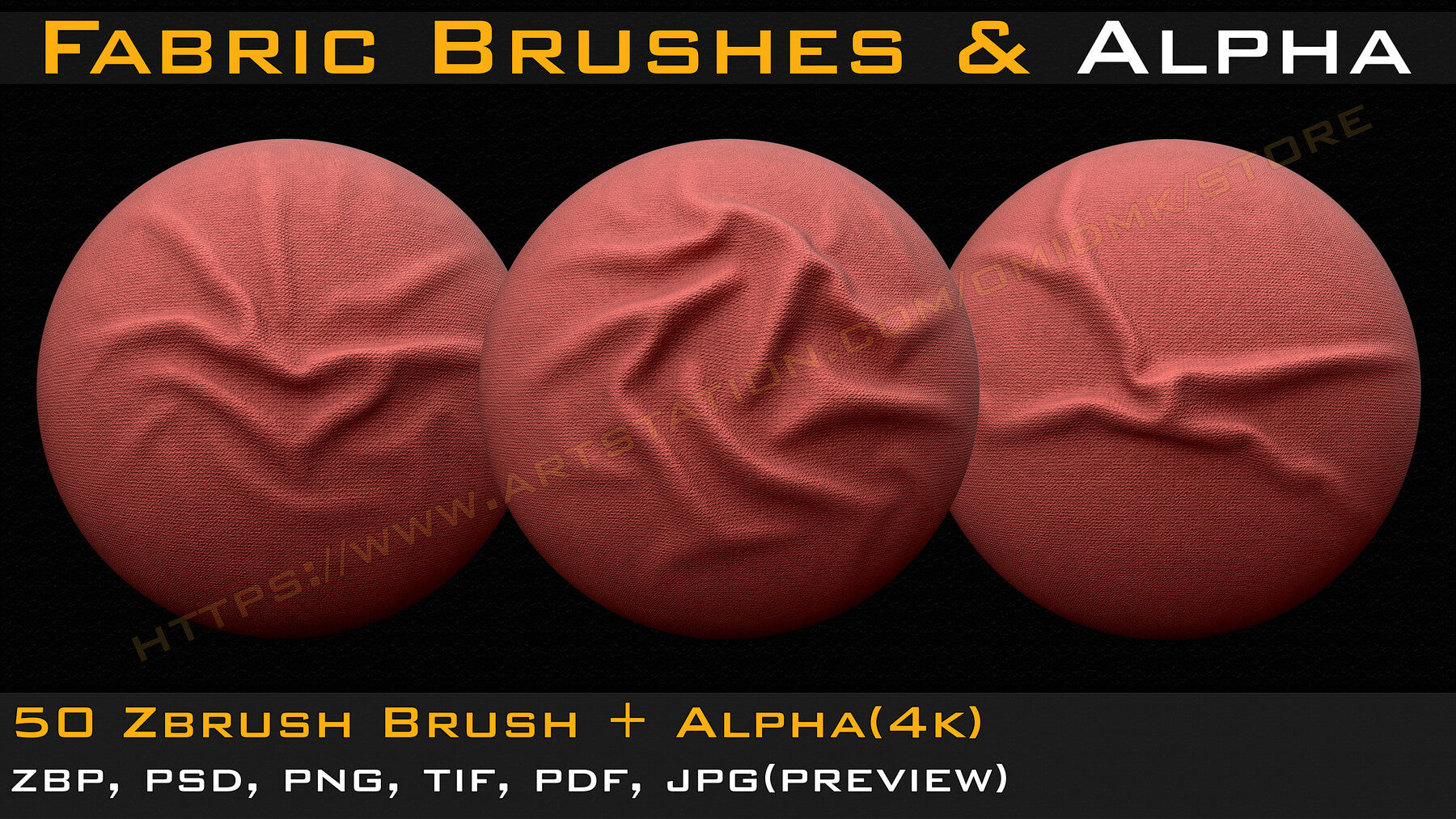 50 +10 Fabric & leather Brushes (4k) Tension & Compression Folds- Alpha V-01