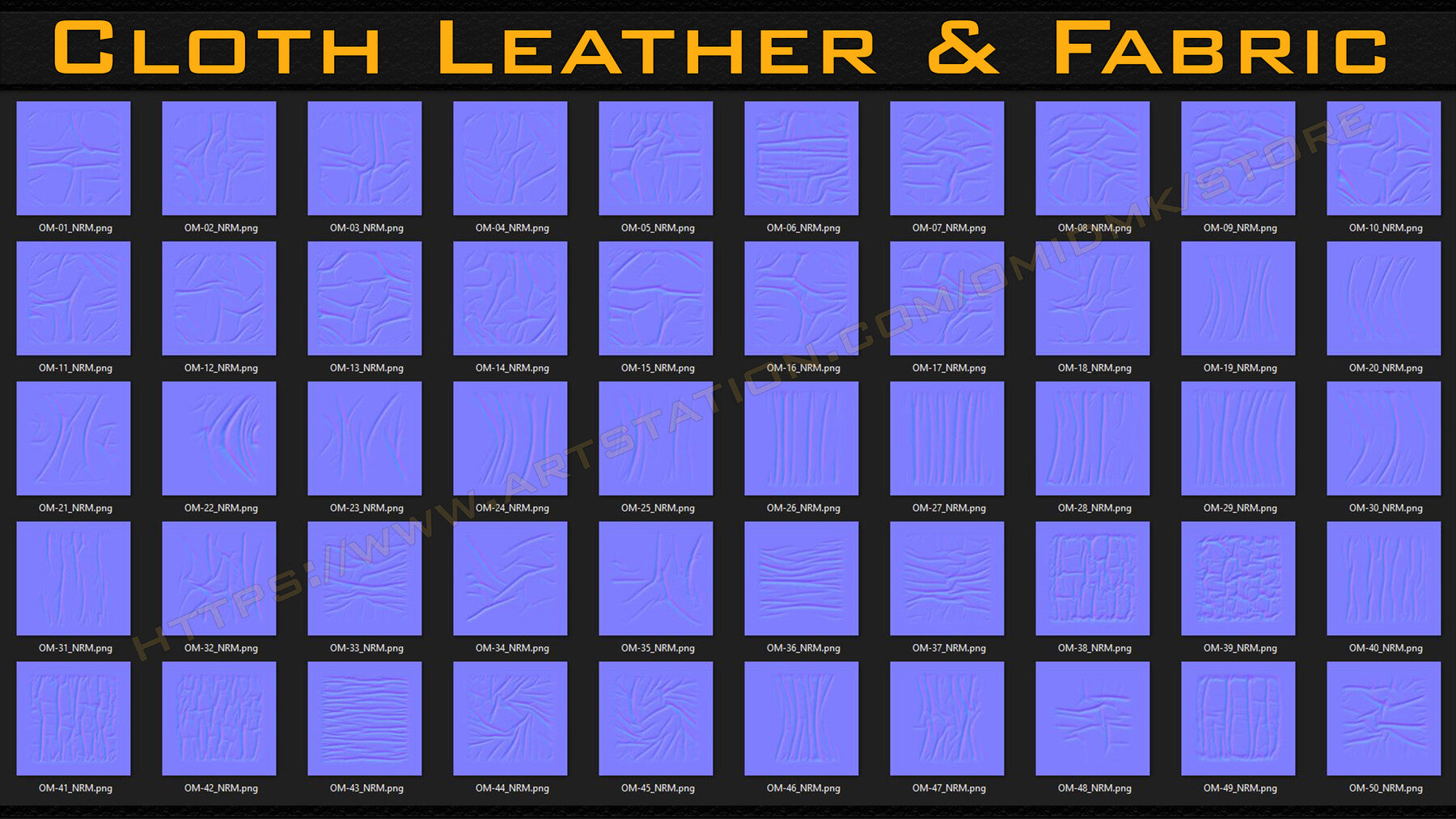 50 cloth Leather & Fabric Brushes (4k) Tension & Compression Folds- Alpha + Normal Maps ( Vol.04 )