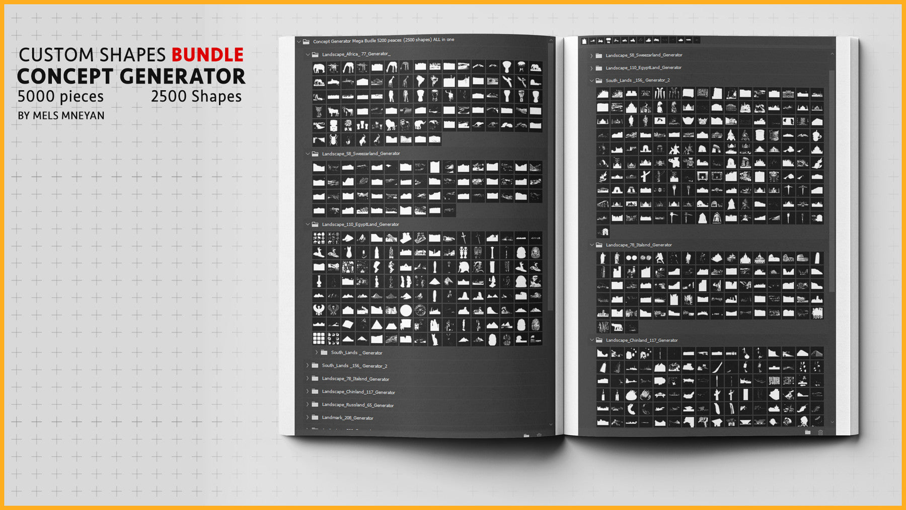 Concept Generator Tool [Custom shape Mega BUNDLE - 5200 pieces ] [Photoshop]