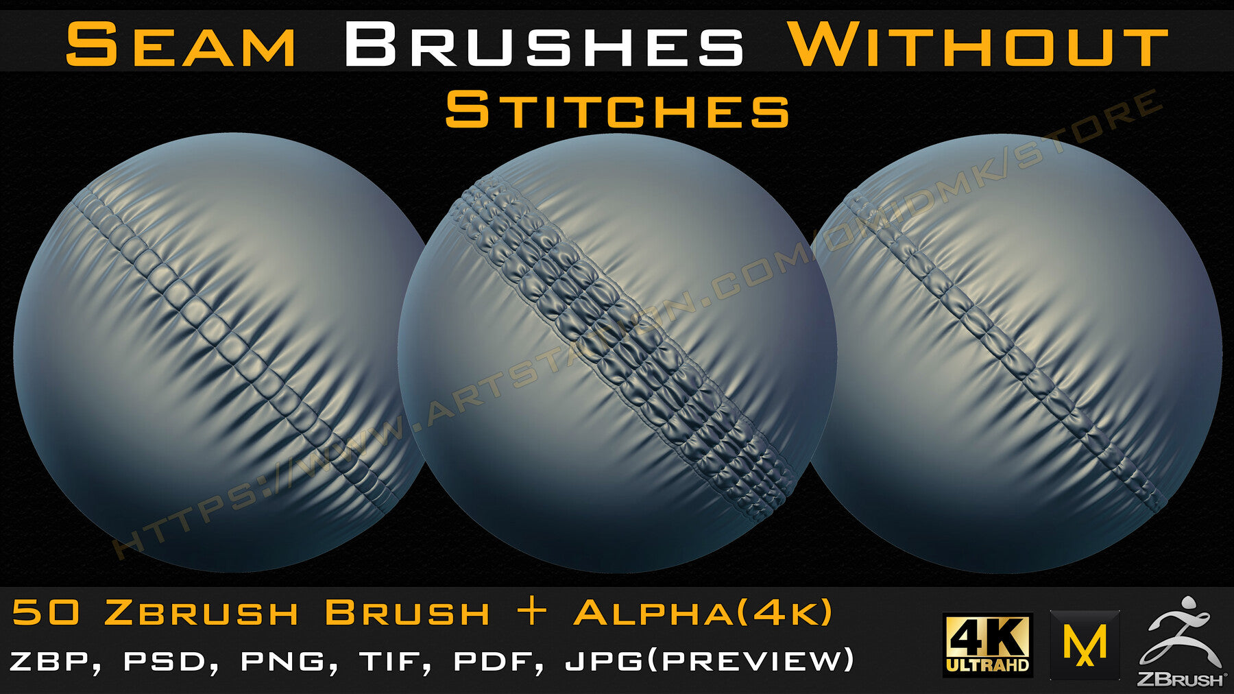 50 Seam Brushes Without Stitches (4k)+Alpha -Vol 03