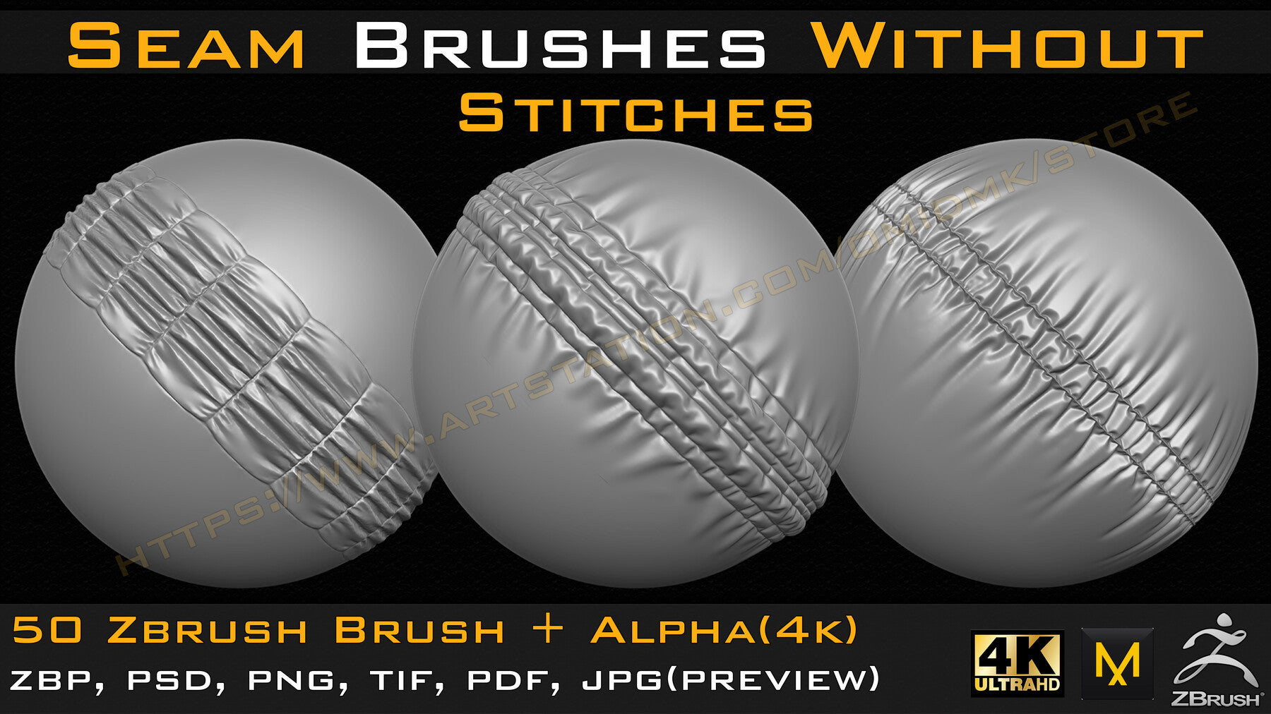 50 Seam Brushes Without Stitches (4k)+Alpha -Vol 02