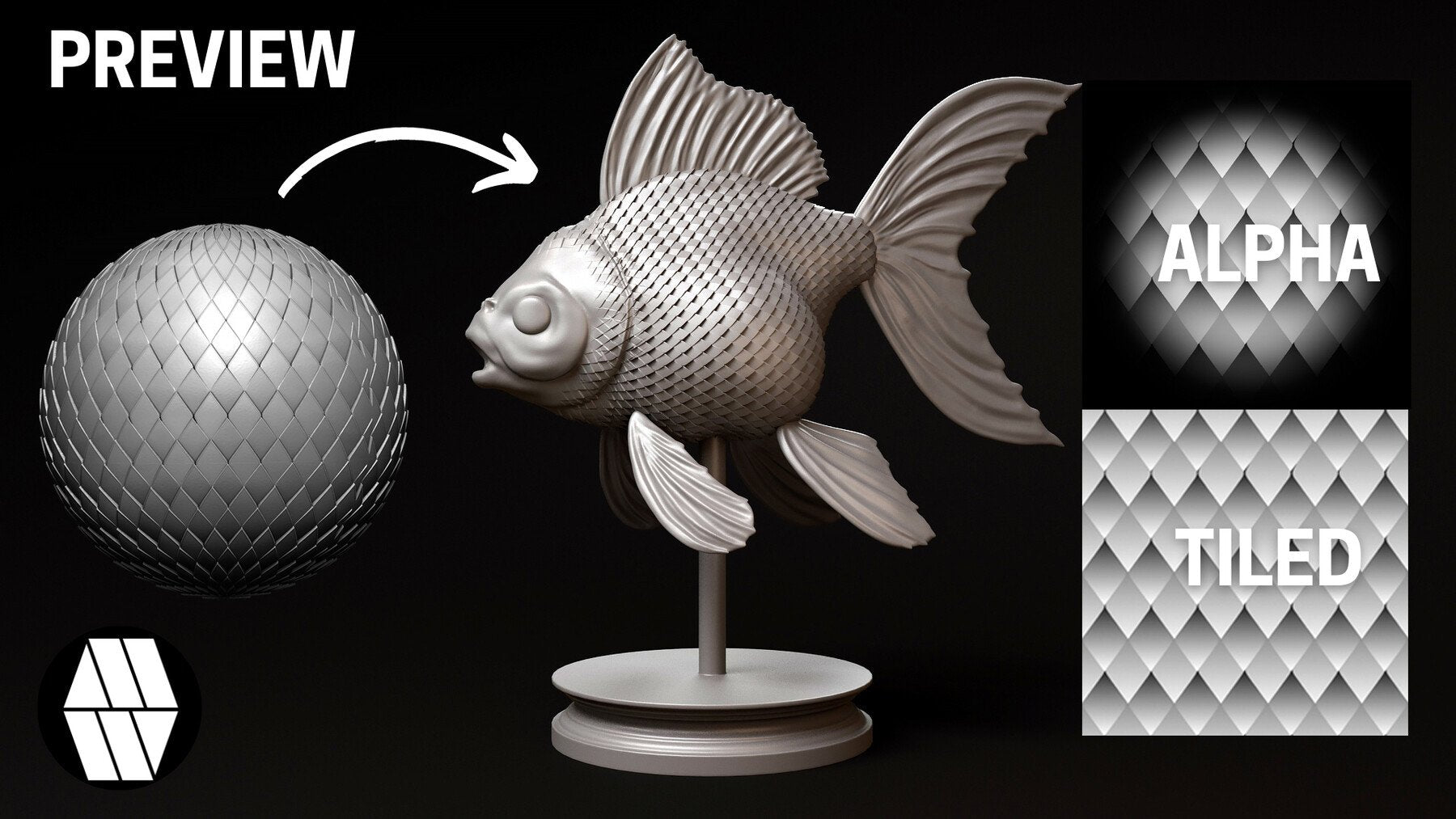20 Scale Tiled Alphas for ZBrush