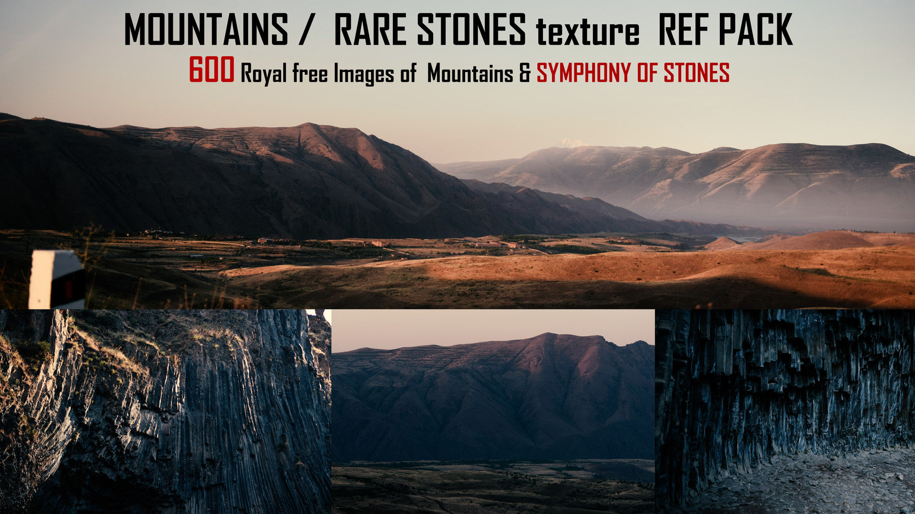 MOUNTAINS / RARE STONES texture REF PACK 600 + Royal free Images