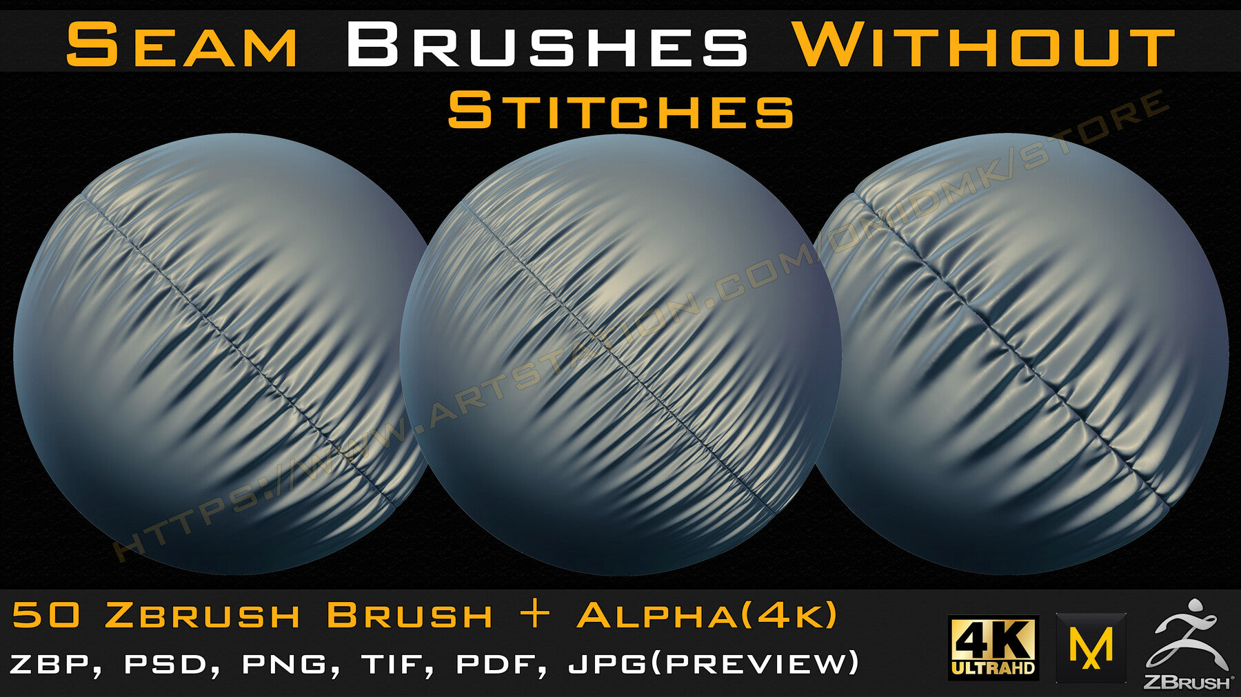 50 Seam Brushes Without Stitches (4k)+Alpha -Vol 03