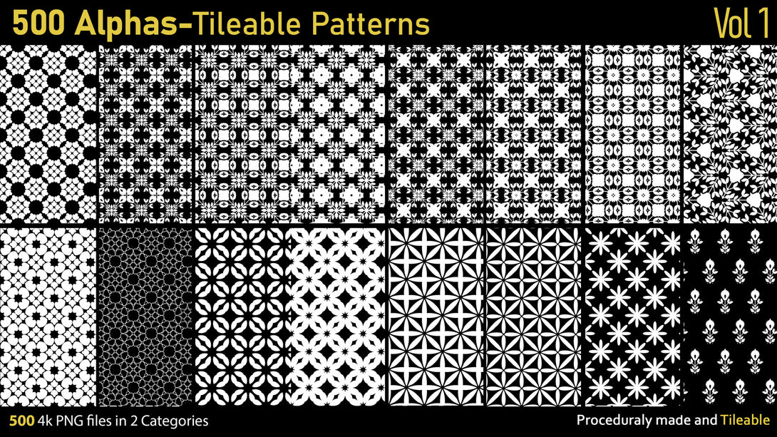 Alphas Substance Patterns 500 Alphas-Tileable Patterns-Vol1 – S3ART Store