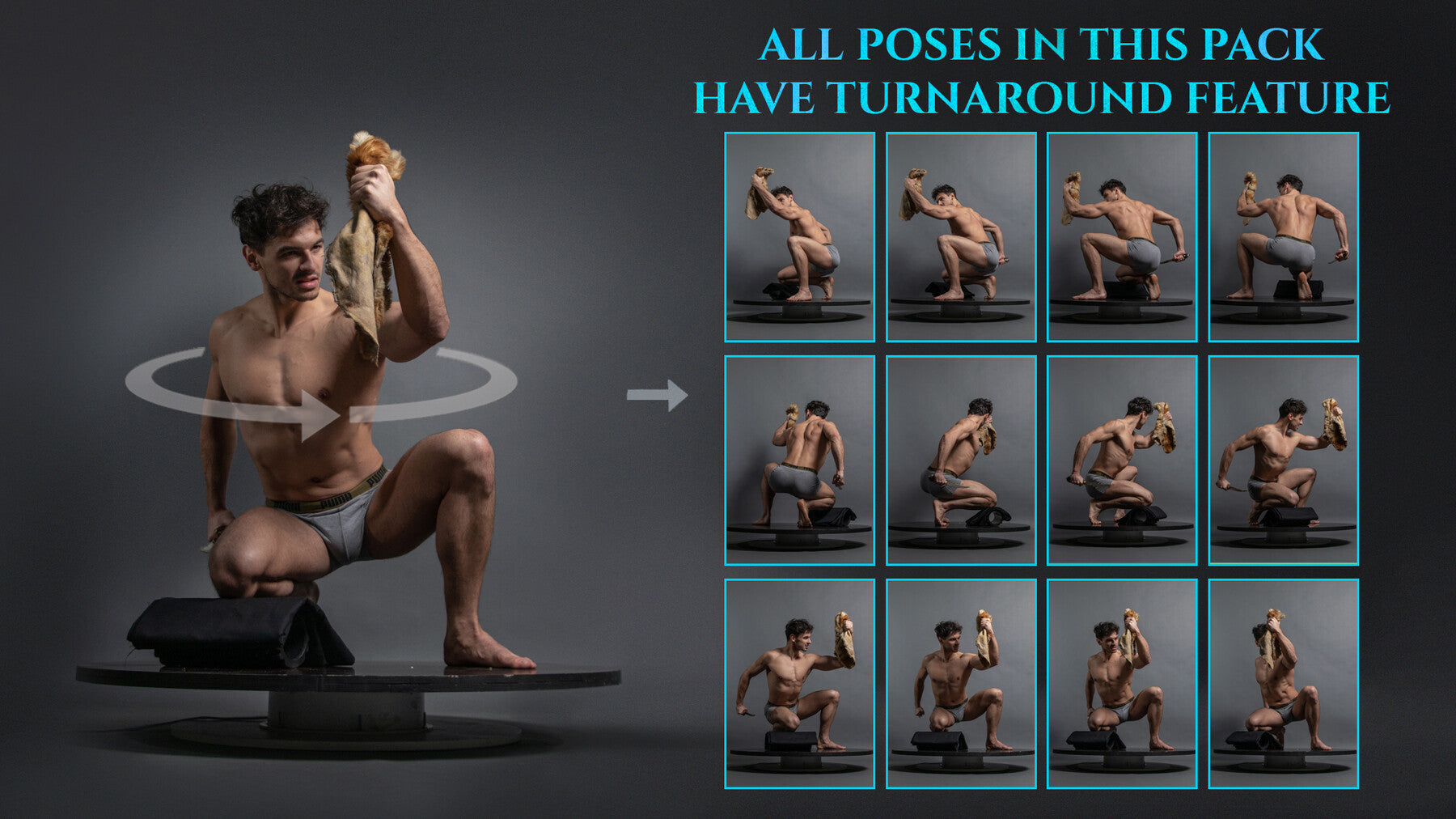 Male Anatomy- Lower Turnaround Poses- Photo Reference Pack-545 JPEGs