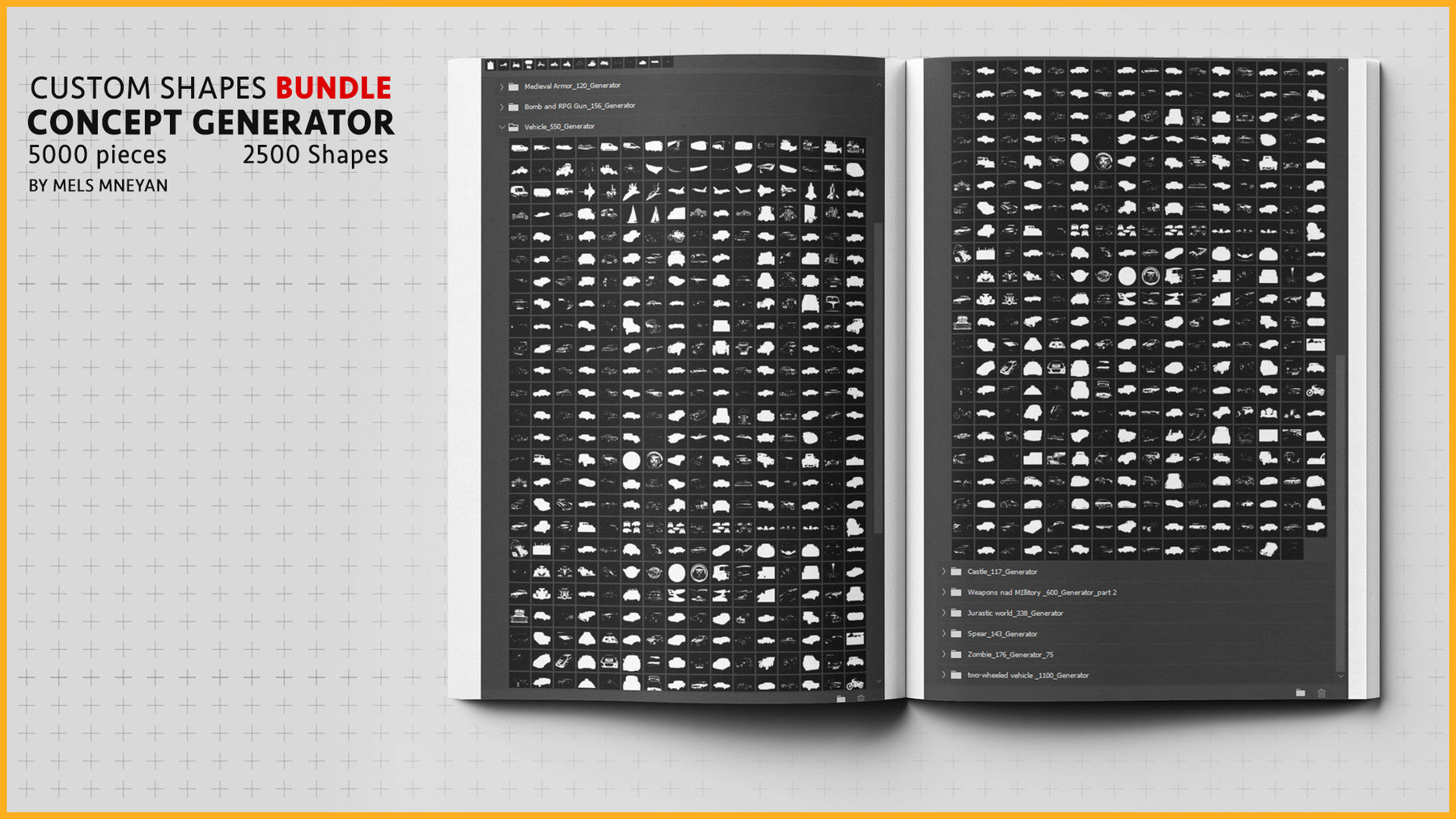 Concept Generator Tool [Custom shape Mega BUNDLE - 5200 pieces ] [Photoshop]