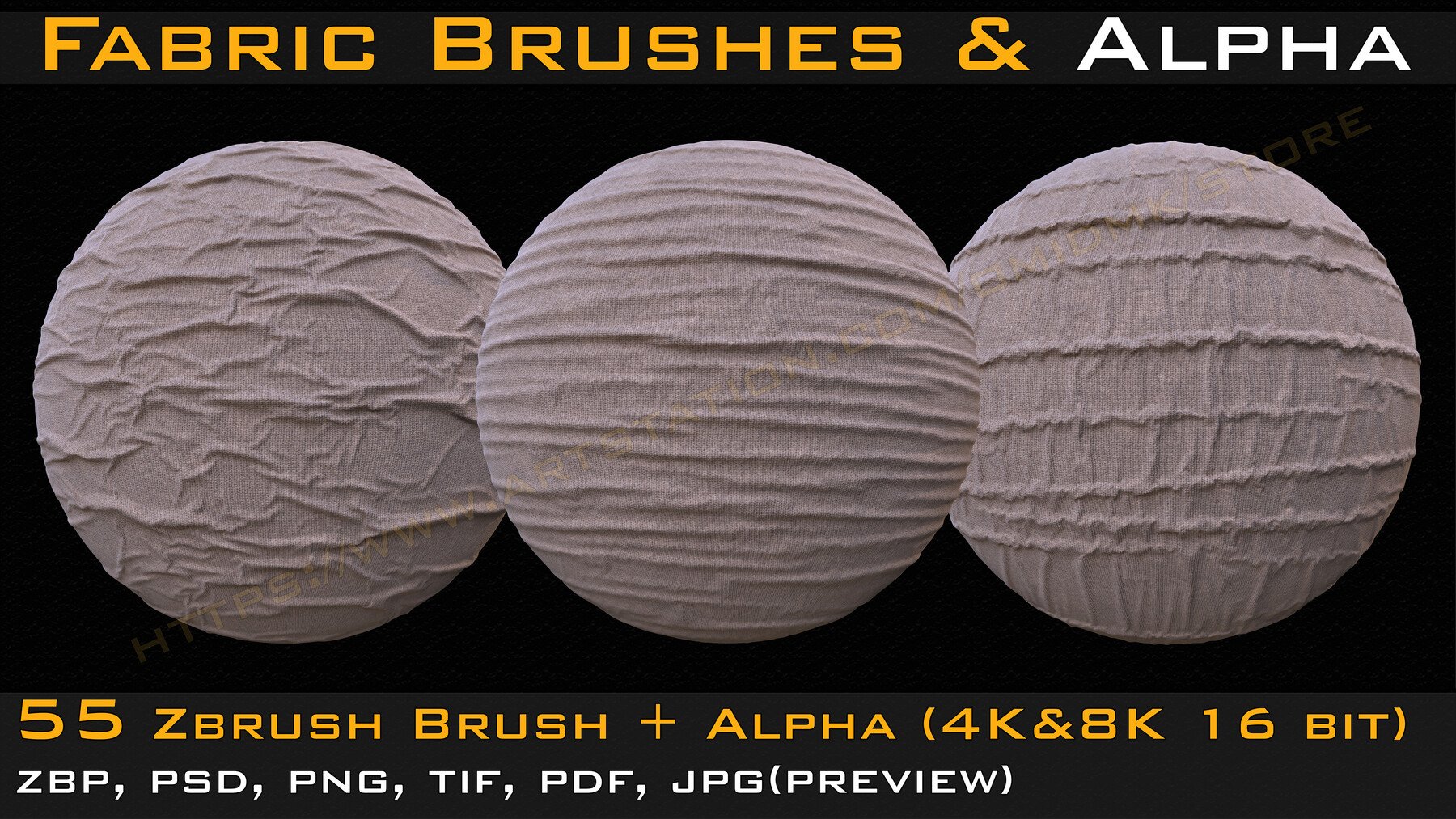 55 Fabric & Leather Brushes for ZBrush Vol.2