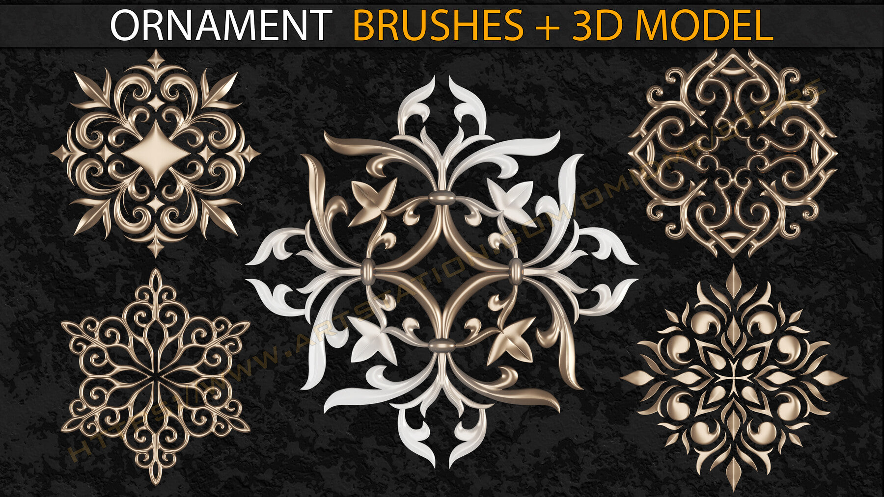 Ornament IMM & Standard Brushes+3D model+ Alpha 4K (V.02)