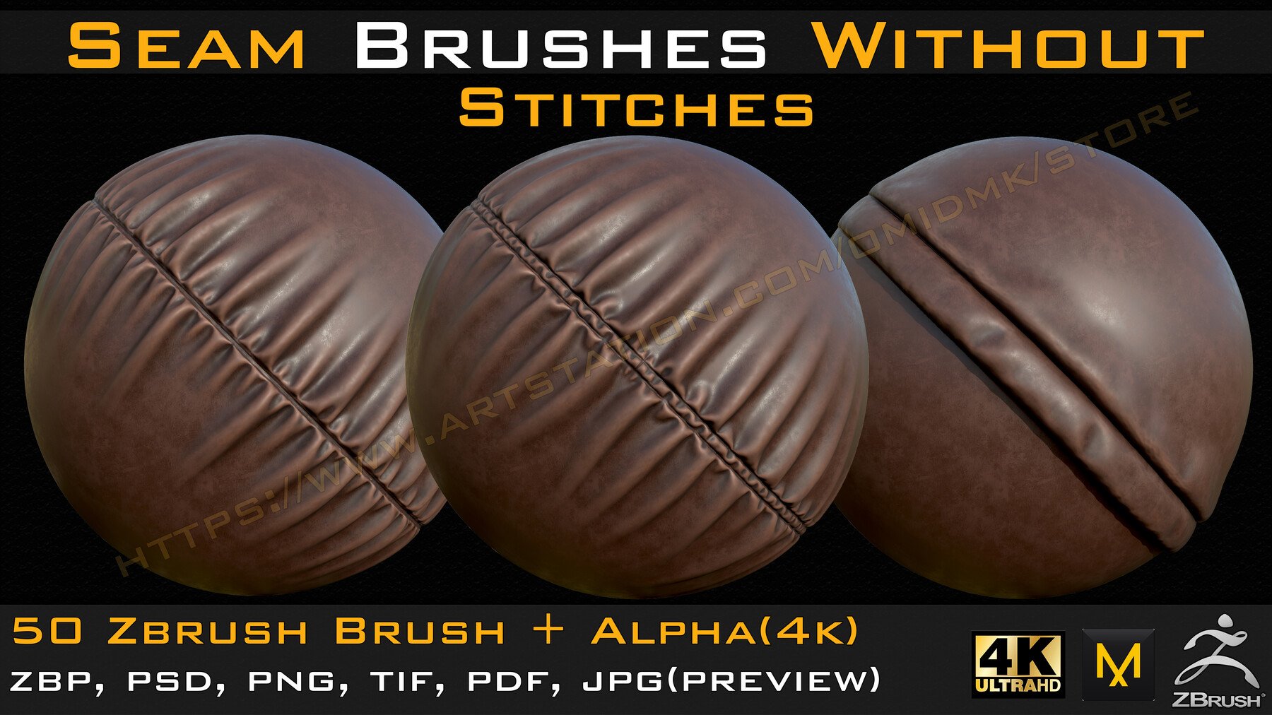 50 Seam Brushes Without Stitches (4k)+Alpha -Vol 04