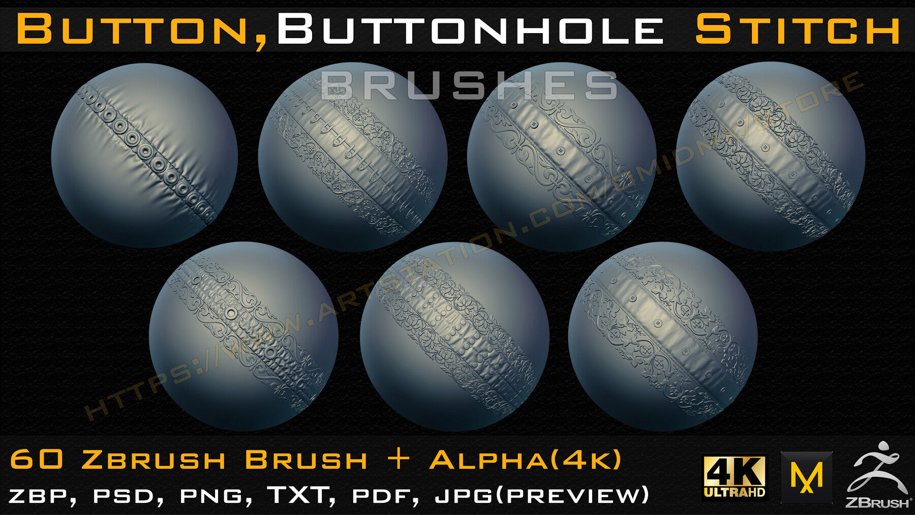 60 Button and Buttonhole Stitch brushes (4K) +Alpha -Vol 01