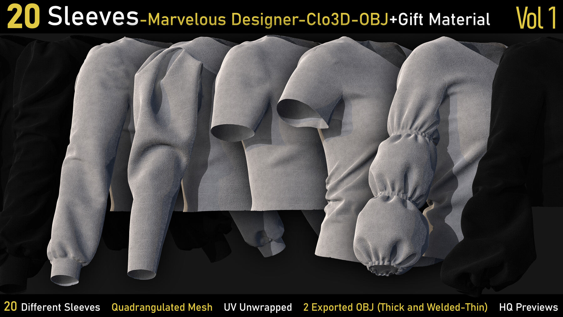 20-Sleeves-Marvelous designer-Clo3d-OBJ