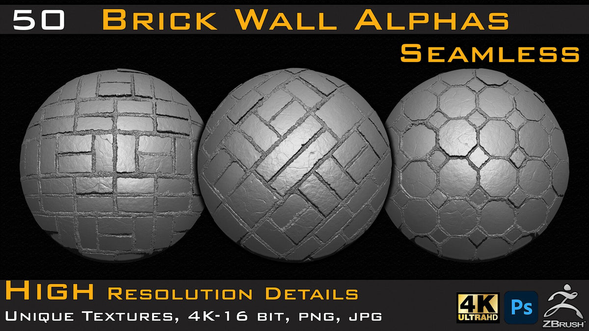 50 Seamless Brick Wall Alphas | S3ART Store