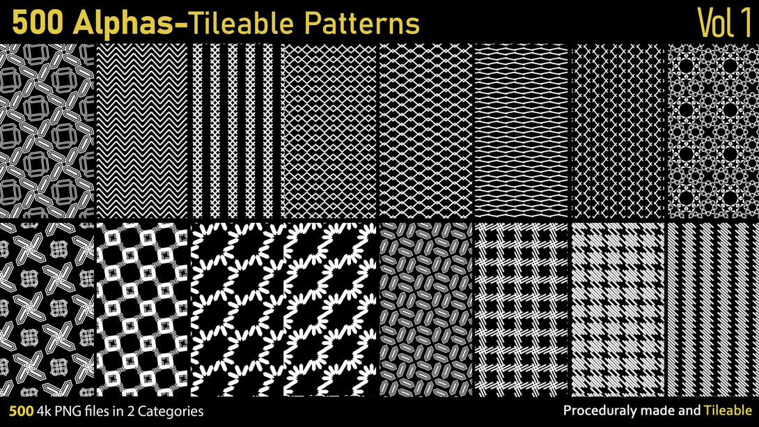 Alphas Substance Patterns 500 Alphas-Tileable Patterns-Vol1 – S3ART Store