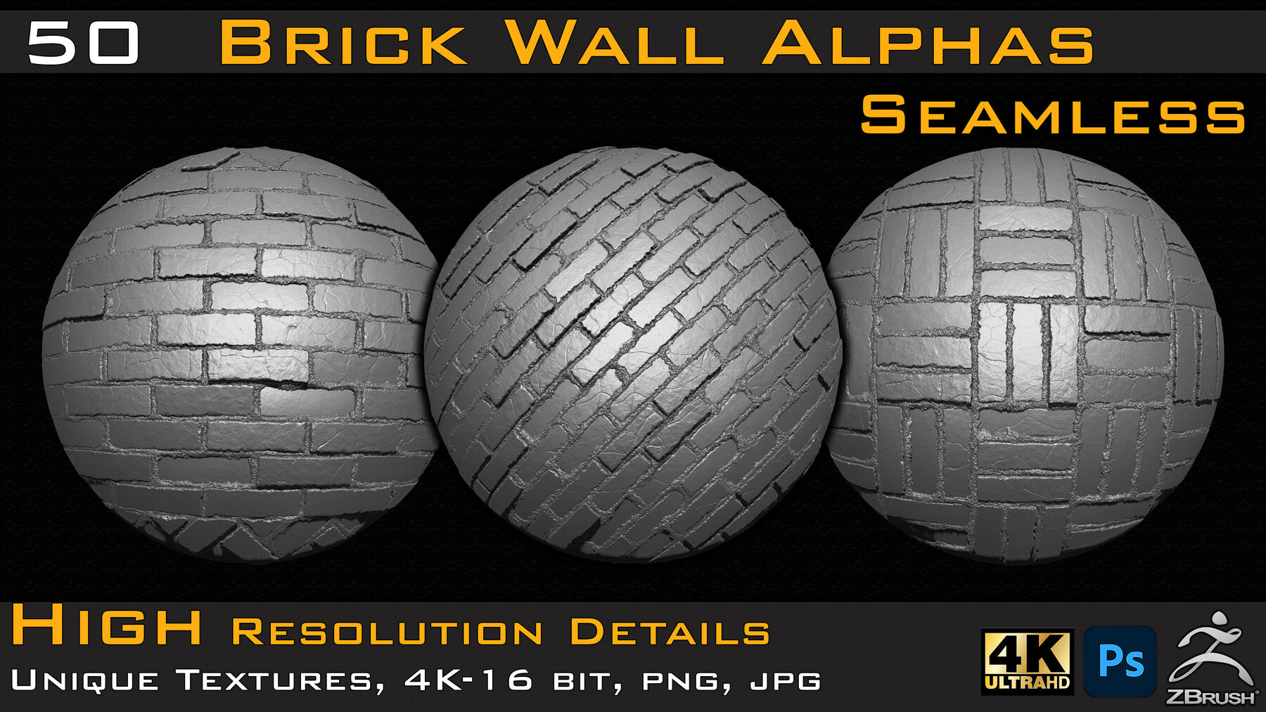 50 Seamless Brick Wall Alphas | S3ART Store