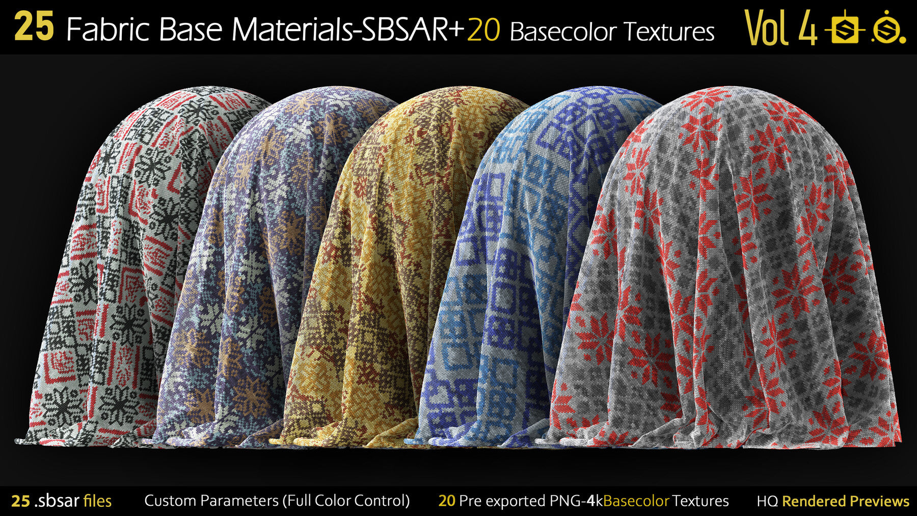 25 Fabric Materials-sbsar+20Basecolor Textures