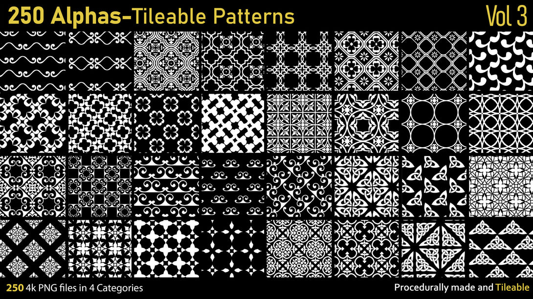 A4 Alpha Pattern 250 Alphas-Tileable Patterns-Vol3 – S3ART Store