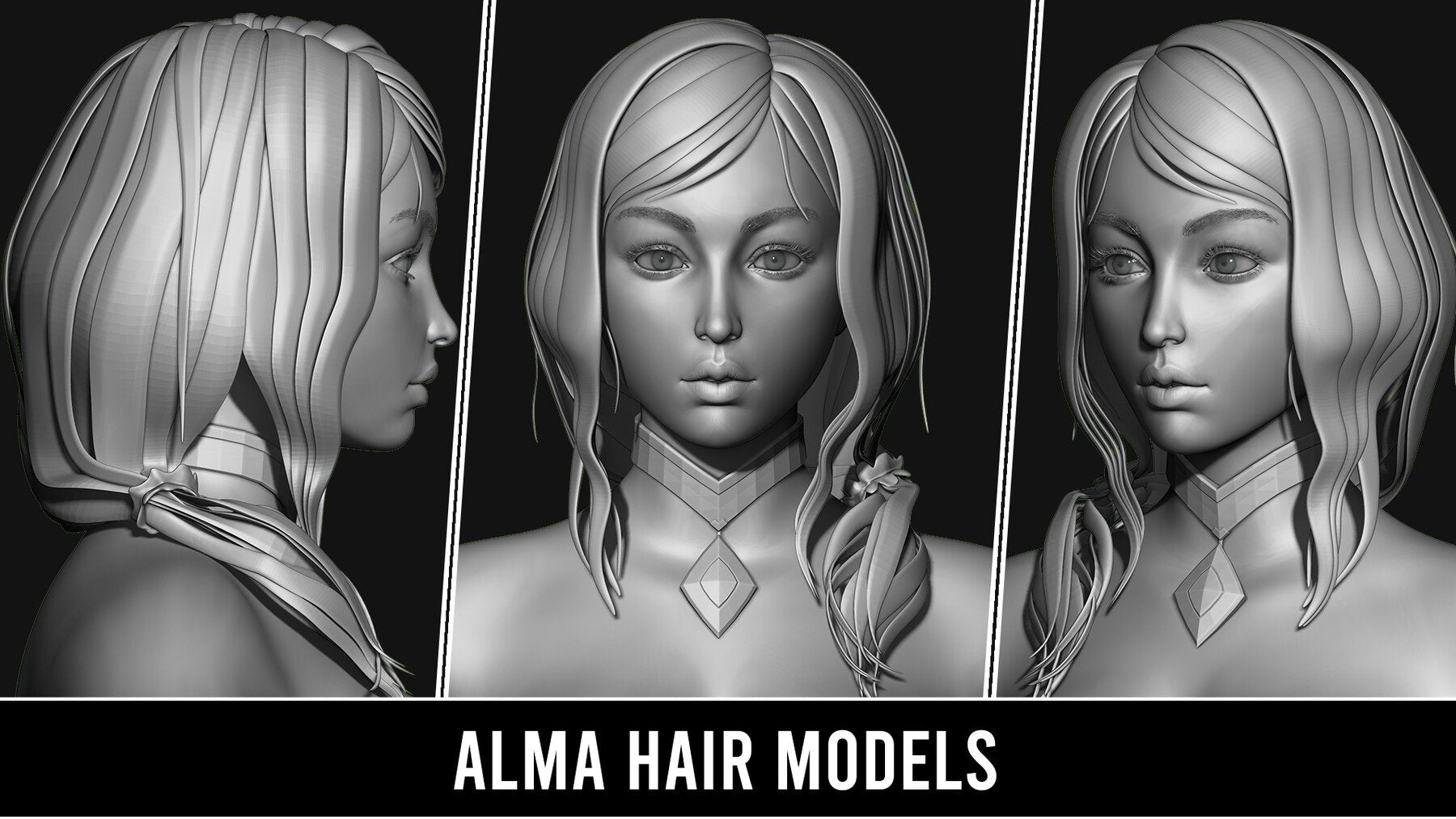 29 Hair Models With Accessories - Quad Topology + UV's