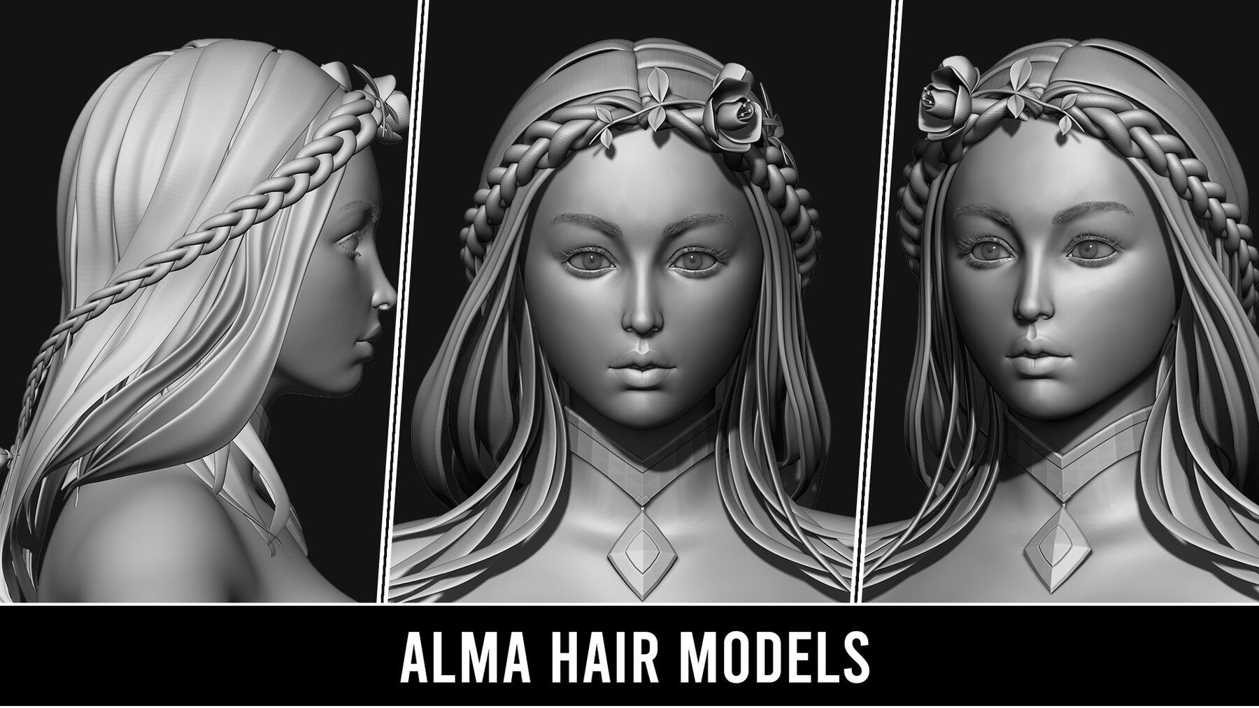 29 Hair Models With Accessories - Quad Topology + UV's