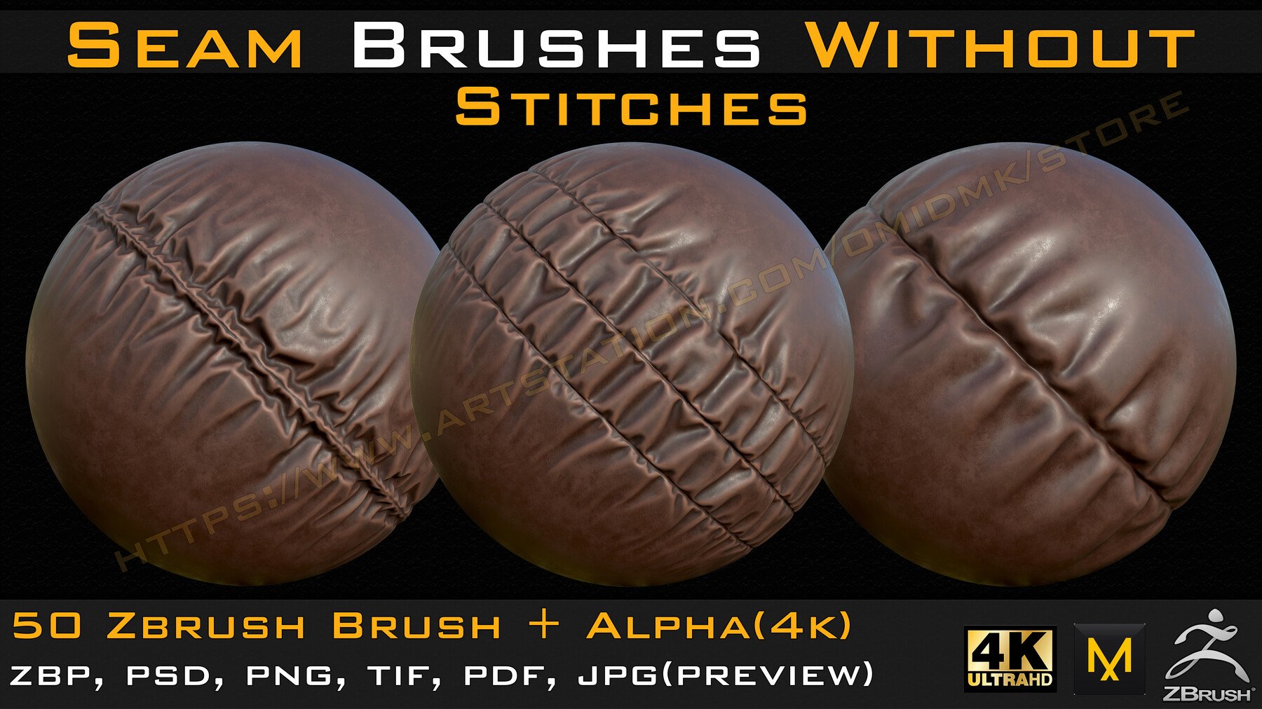 50 Seam Brushes Without Stitches (4k)+Alpha -Vol 04