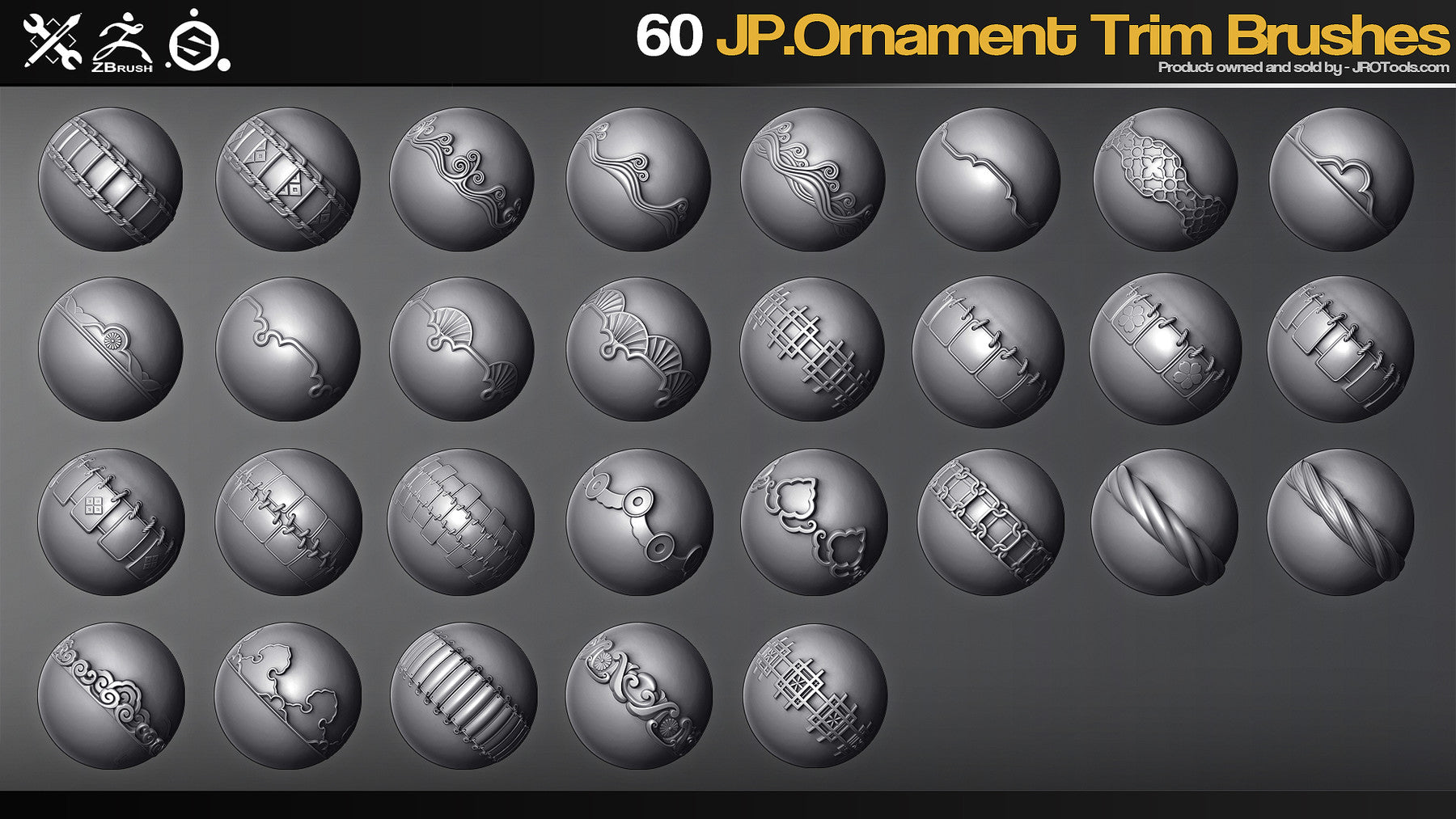 ZBrush - 60 JP.Ornament Trim Brushes