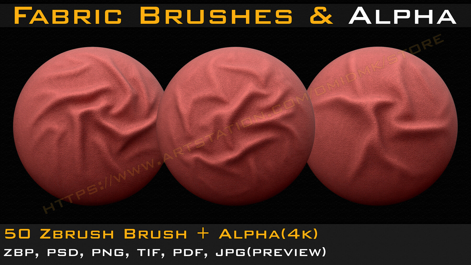 50 +10 Fabric & leather Brushes (4k) Tension & Compression Folds- Alpha V-01