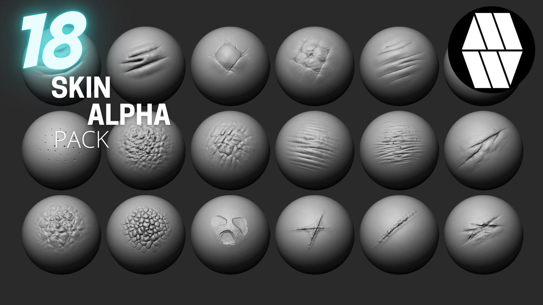 18 Skin Alphas for ZBrush
