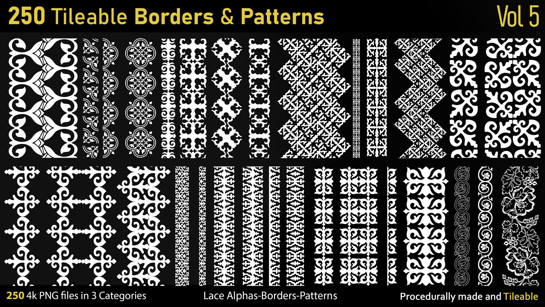 250 Alphas-Tileable Borders&Patterns-Vol5