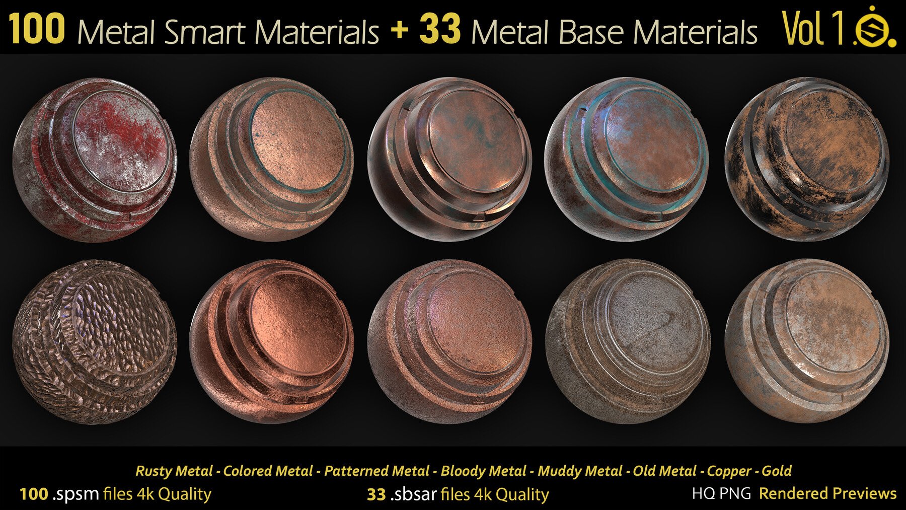 Metallic Smart Materials for Substance Painter | S3ART Store