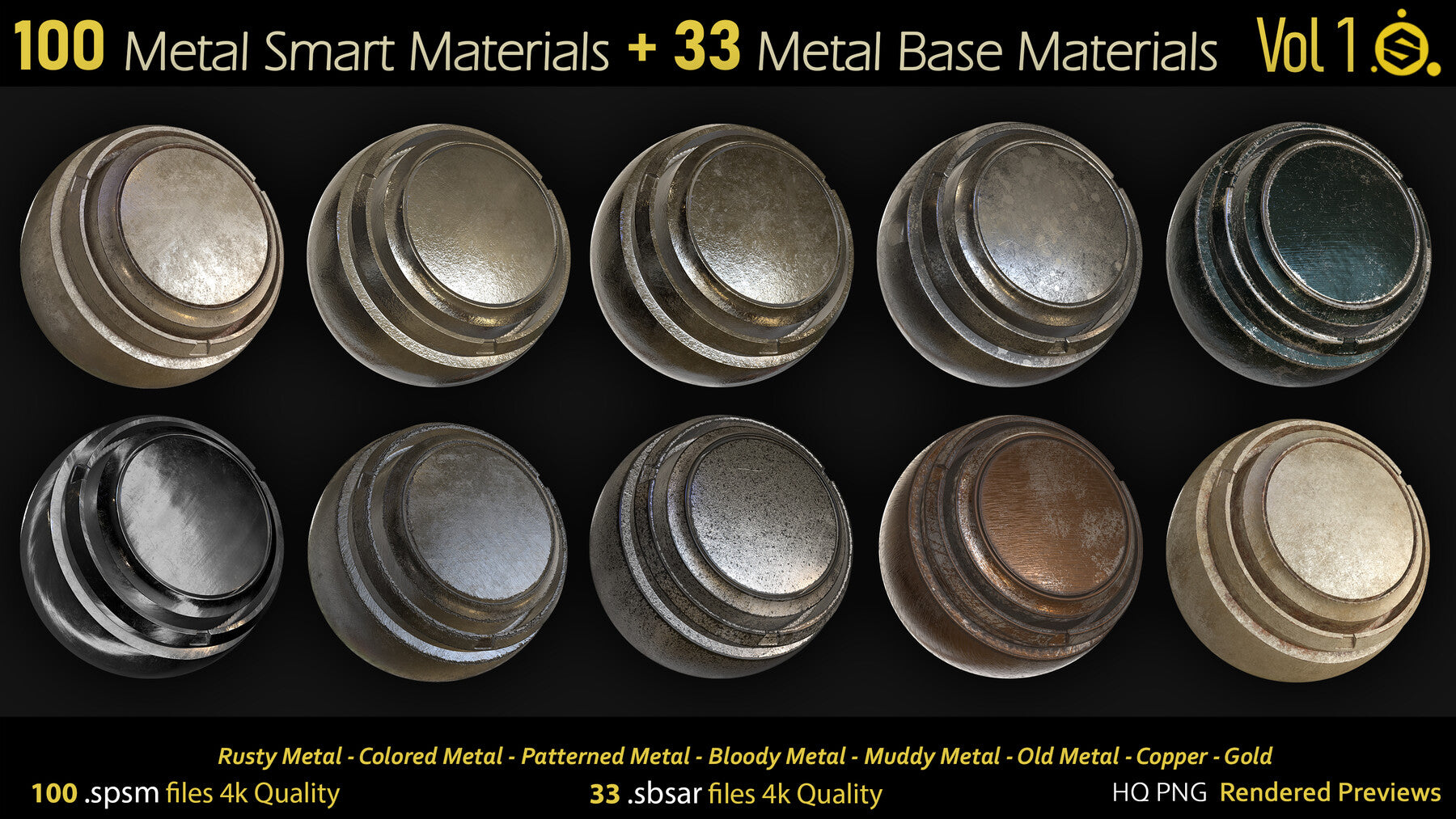 Metallic Smart Materials for Substance Painter