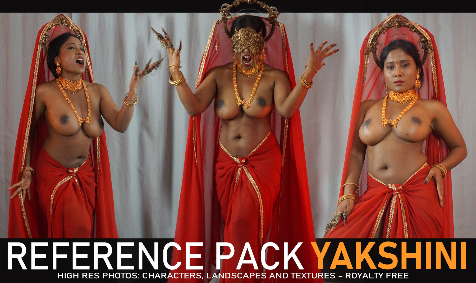 Yakshini 900+ Reference pictures including lighting and costume variations
