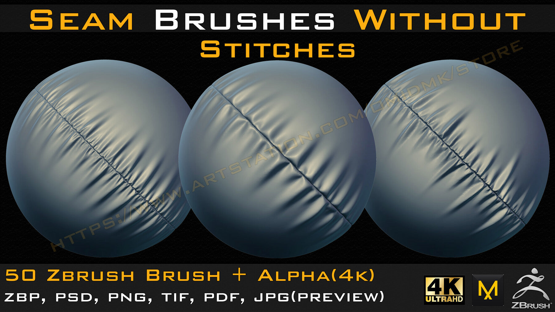 50 Seam Brushes Without Stitches (4k)+Alpha -Vol 03