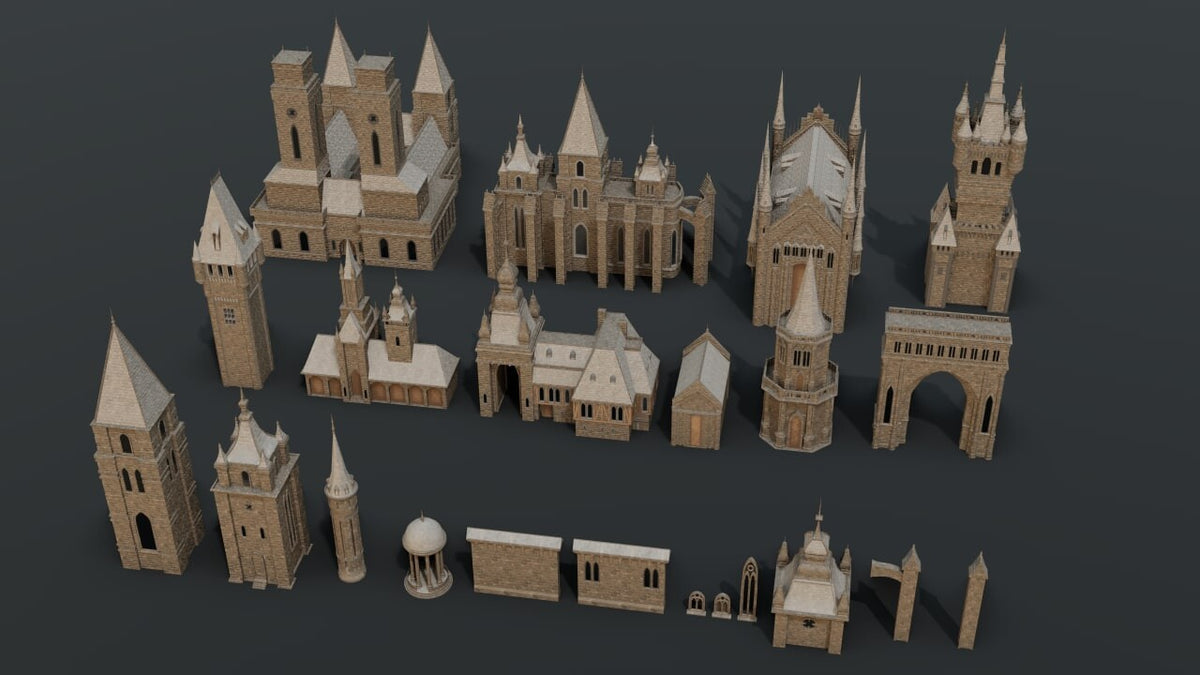 Gothic Kitbash Collection + Textures | S3ART Store
