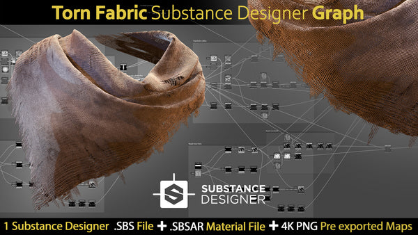 Torn Fabric Substance Designer Graph-sbs-sbsar-pre-exported 4k maps