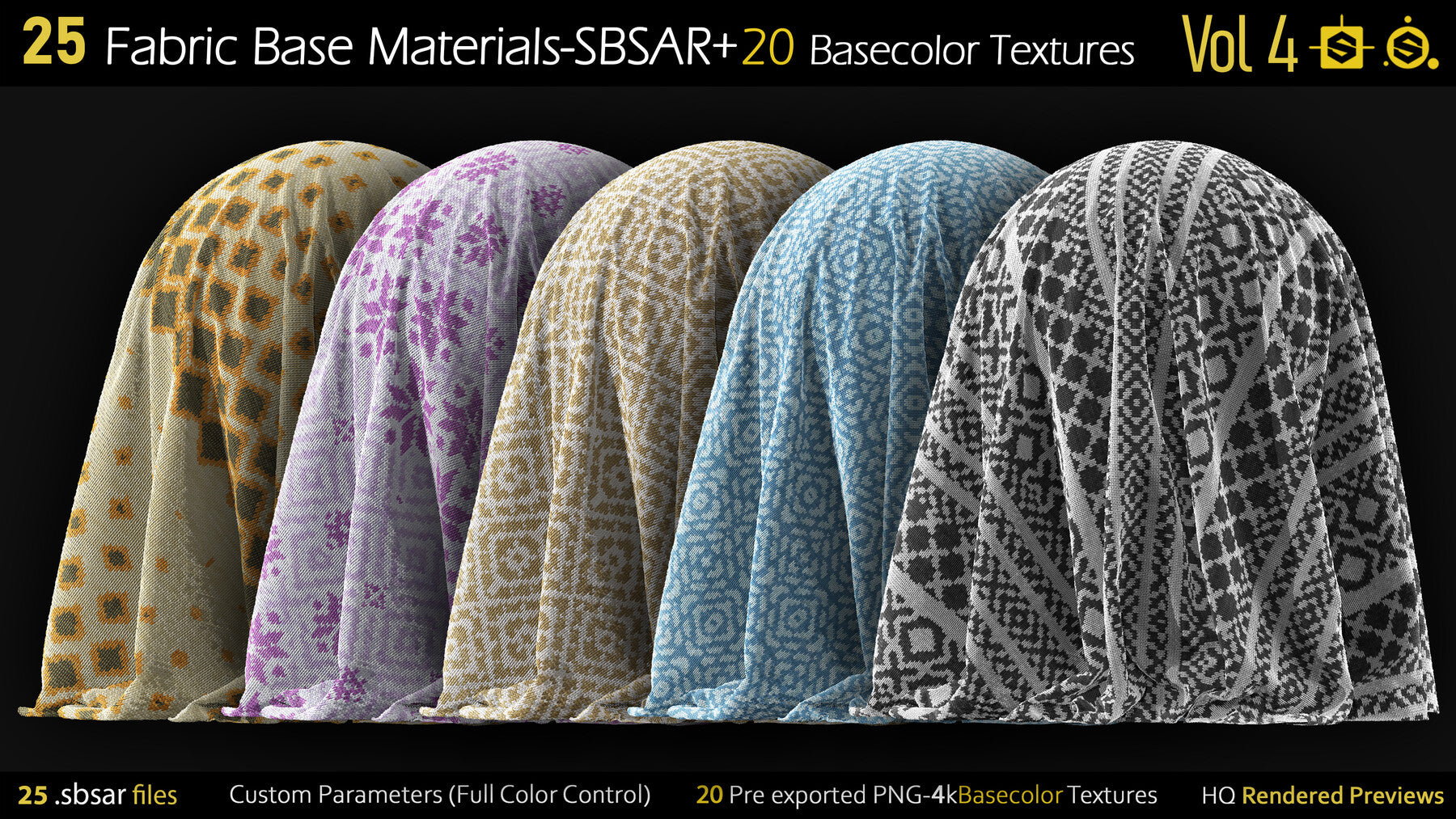 25 Fabric Materials-sbsar+20Basecolor Textures