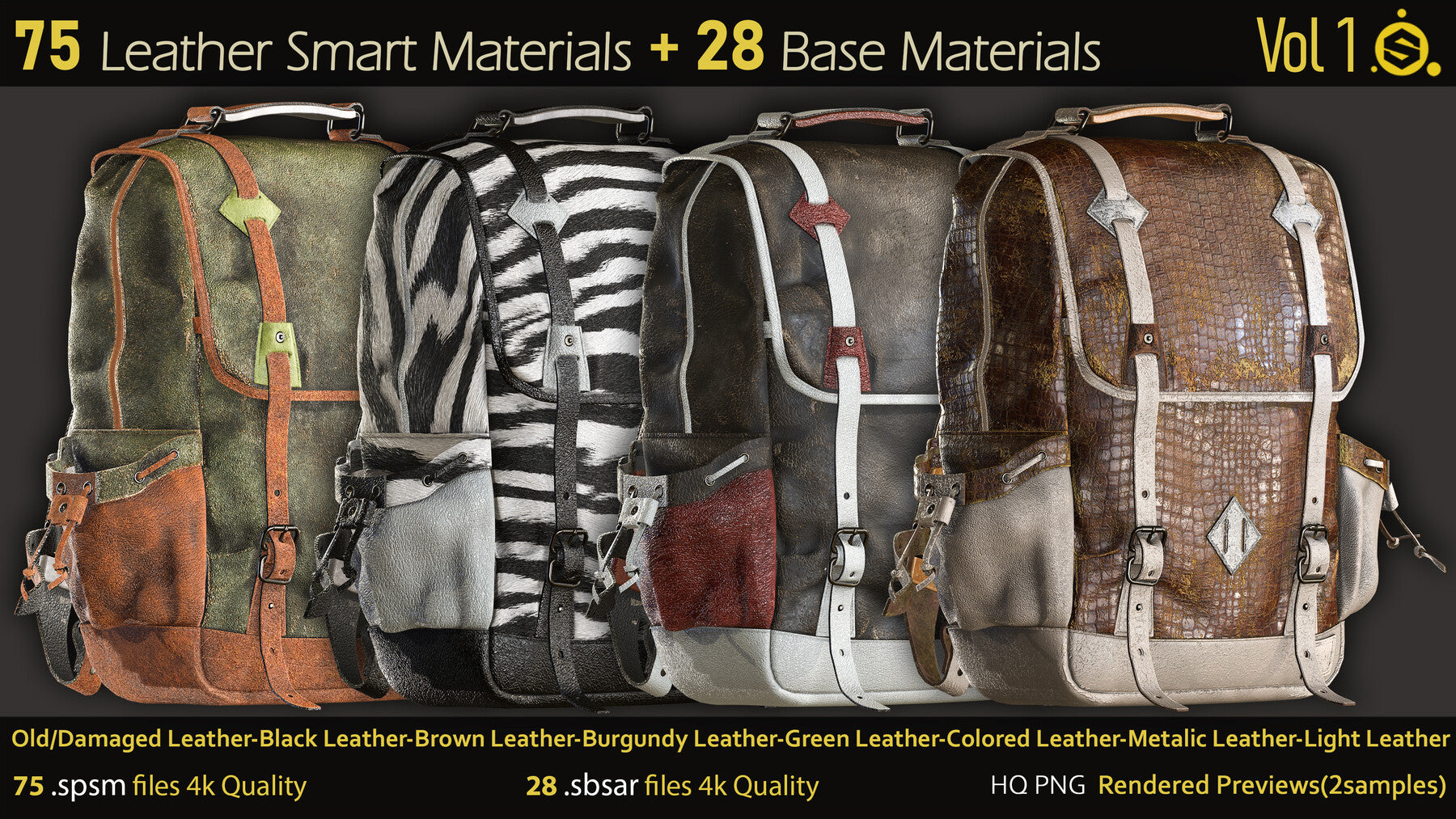 75 Leather Smart Materials+28 Base Materials-Substance Painter – S3ART ...
