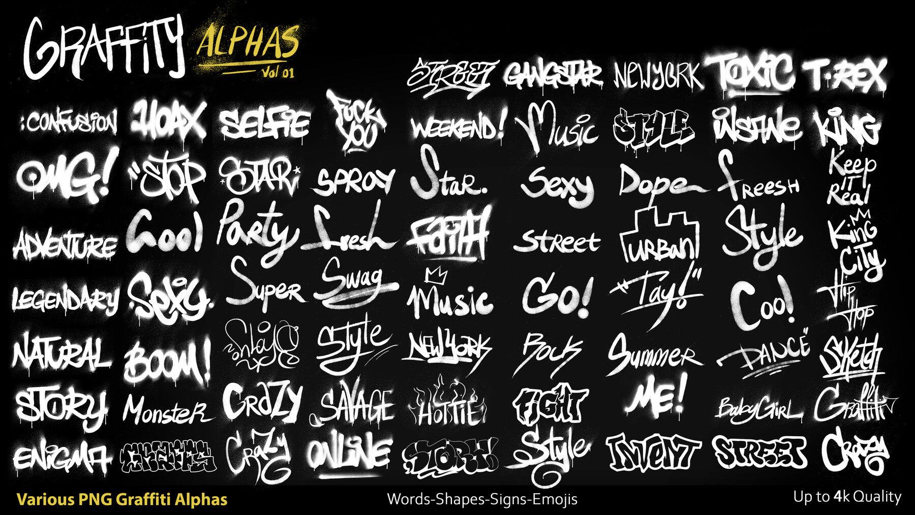 Graffiti Alphas-PNG-Vol01-Substance Painter-Photoshop