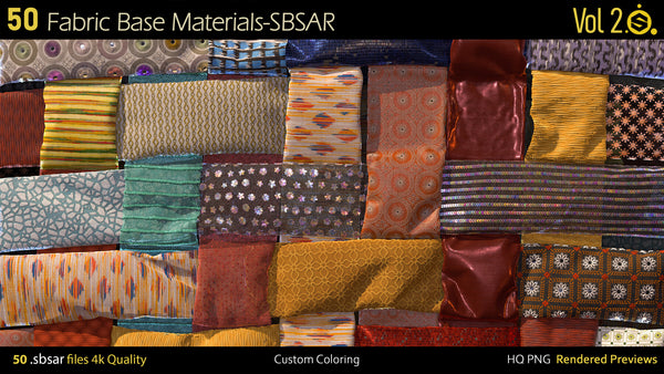 50 Fabric Materials-sbsar-4k-custom colors-Vol3