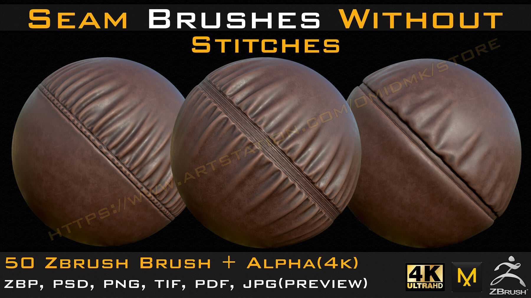 50 Seam Brushes Without Stitches (4k)+Alpha -Vol 04