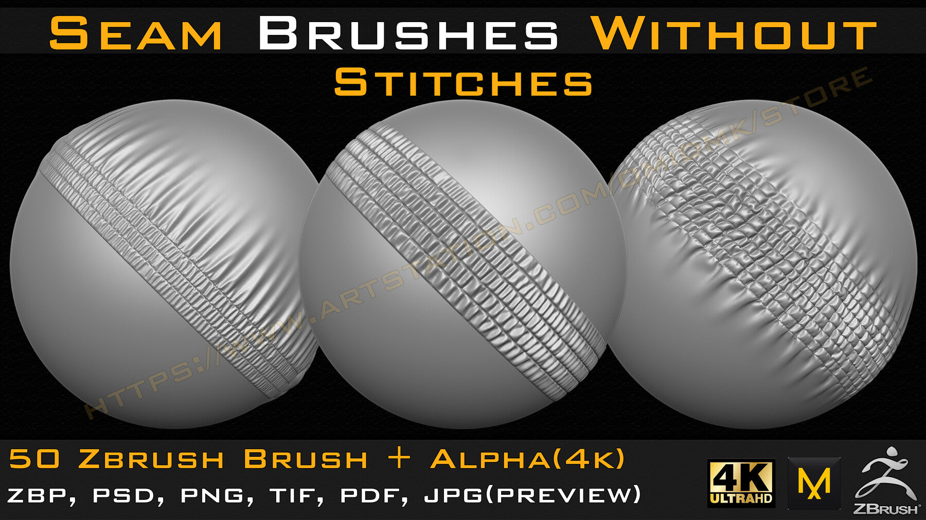 50 Seam Brushes Without Stitches (4k)+Alpha -Vol 02