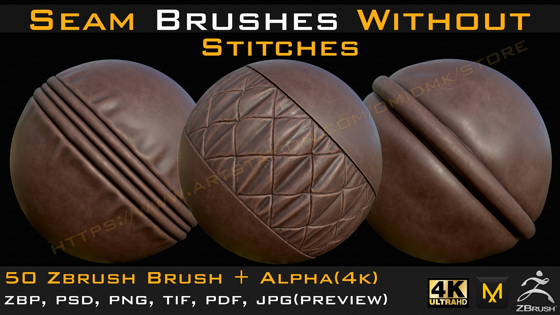 50 Seam Brushes Without Stitches (4k)+Alpha -Vol 04