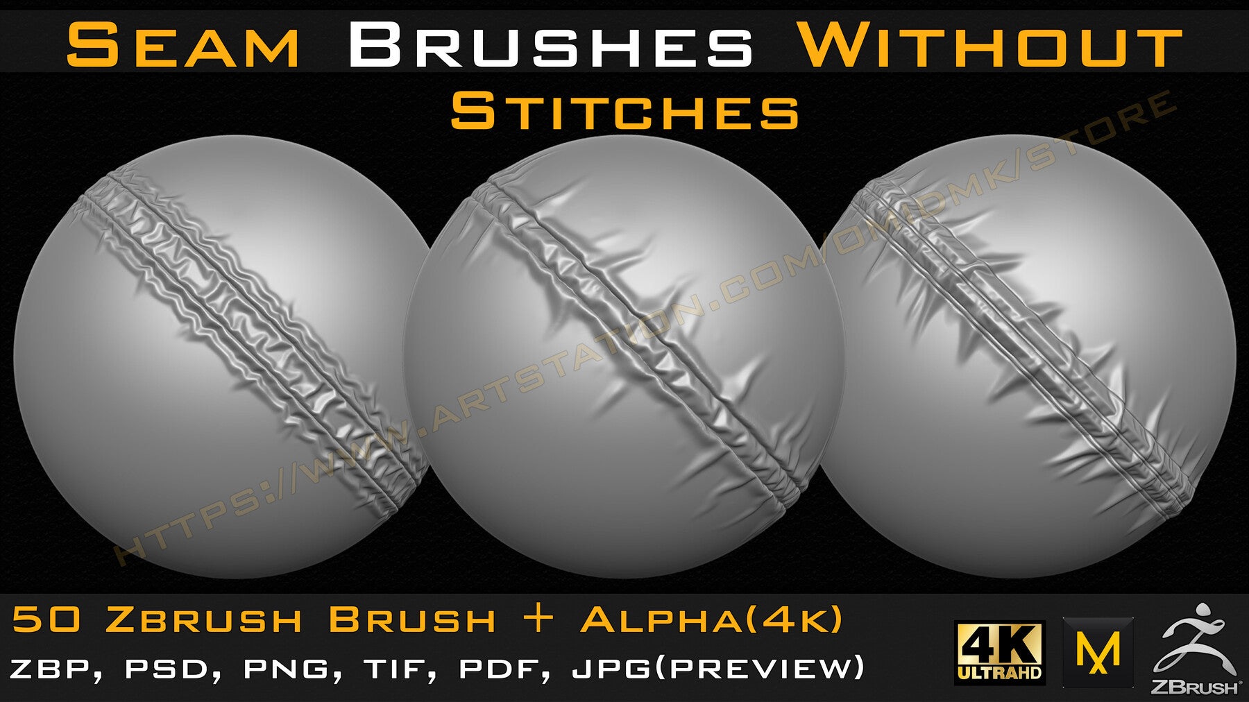 50 Seam Brushes Without Stitches (4k)+Alpha -Vol 02